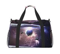 Earth and Moon Sac de voyage à main - Bagage à main durable, sac de week-end, sac fourre-tout de voyage, sac de voyage, sac de voyage, sac portable, sac fourre-tout pour équipement de voyage, Noir ,