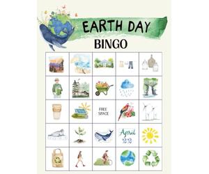 Earth Day Bingo: Game for April 22 Theme | Event board game for celebration activity, classroom use