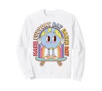 Earth Day Skateboard Peace Sign Environmental Retro Sweatshirt