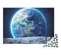 Earth from Moon View 100% Recycled Cardboard Earth from Outer Space 1000 Piece Jigsaw for Adults Unique Beautiful Decoration Puzzle 70x50cm/1000pcs