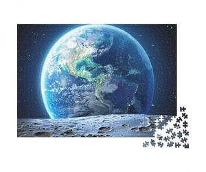 Earth from Moon View 100% Recycled Cardboard Earth from Outer Space 1000 Piece Jigsaw for Adults Unique Beautiful Decoration Puzzle 70x50cm/1000pcs