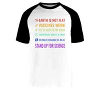 Earth is Not Flat Vaccines Work T-Shirt À Manches Courtes Unisexe Blanc Baseball Tee