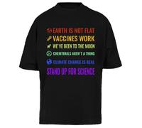 Earth is Not Flat Vaccines Work T-Shirt Oversize Unisexe Noir Baggy Tee