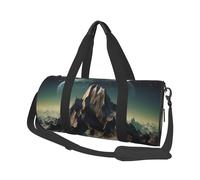 Earth Mountain Sac de voyage en toile imprimée - Sac de sport de gym avec grande capacité pour week-end voyage d'affaires, Noir , Taille unique