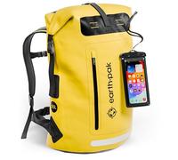 Earth Pak Sac à dos imperméable - Fermeture robuste enroulable avec poche avant zippée facile d'accès et panneau arrière rembourré pour plus de confort avec étui étanche IPX8
