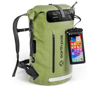 Earth Pak Sac à dos imperméable - Fermeture robuste enroulable avec poche avant zippée facile d'accès et panneau arrière rembourré pour plus de confort avec étui étanche IPX8