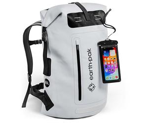 Earth Pak Sac à dos imperméable - Fermeture robuste enroulable avec poche avant zippée facile d'accès et panneau arrière rembourré pour plus de confort avec étui étanche IPX8