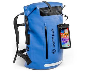 Earth Pak Sac à dos imperméable - Fermeture robuste enroulable avec poche avant zippée facile d'accès et panneau arrière rembourré pour plus de confort avec étui étanche IPX8