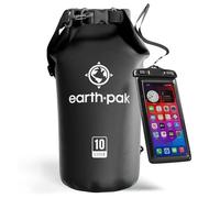 Earth Pak- Sac étanche avec Fermeture Pliable permettant de Garder Votre équipement au Sec pour Le Bateau, la randonnée, Le Camping et la pêche, avec étui imperméable pour téléphone (Noir, 10L)