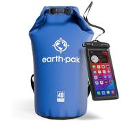 Earth Pak - Sac étanche avec Fermeture Pliable permettant de Garder Votre équipement au Sec pour Le Bateau, la randonnée, Le Camping et la pêche, avec étui imperméable pour téléphone (Bleu, 40L)