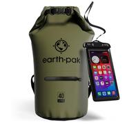 Earth Pak Sac étanche avec Poche - pour Kayak, Bateau Excursion, Canoë, Pêche, Rafting, Natation, et Snowboard (Vert, 40L)