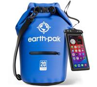 Earth Pak Sac étanche avec Poche - pour Kayak, Bateau Excursion, Canoë, Pêche, Rafting, Natation, et Snowboard (Bleu, 20L)