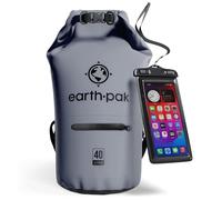 Earth Pak Sac étanche avec Poche - pour Kayak, Bateau Excursion, Canoë, Pêche, Rafting, Natation, et Snowboard (Gris, 40L)