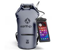 Earth Pak Sac étanche avec Poche - pour Kayak, Bateau Excursion, Canoë, Pêche, Rafting, Natation, et Snowboard (Gris, 30L)