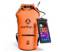 Earth Pak Sac étanche avec Poche - pour Kayak, Bateau Excursion, Canoë, Pêche, Rafting, Natation, et Snowboard (Orange, 30L)
