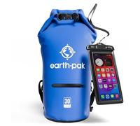 Earth Pak Sac étanche avec Poche - pour Kayak, Bateau Excursion, Canoë, Pêche, Rafting, Natation, et Snowboard (Bleu, 10L)
