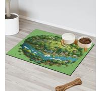 Earth Planet Tapis d'alimentation pour chat et chien Motif paysage de forêt Tapis d'alimentation absorbant Nti-Slip Contiennent les déversements Tapis de table 43,1 x 76,2 cm
