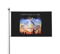 Earth Pop Wind Band Fire Drapeau 3x5FT Double Face - Fan de Musique Rock Funk- Décoration Murale Chambre Salon - Accessoire Concert Festival - Drapeau Jardin Extérieur - Cadeau Fans