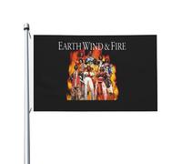 Earth Pop Wind Band Fire Drapeau 3x5FT Double Face - Fan de Musique Rock Funk- Décoration Murale Chambre Salon - Accessoire Concert Festival - Drapeau Jardin Extérieur - Cadeau Fans