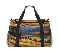 Earth Print Sac de voyage pour homme et femme, sacs de voyage pliables et sac fourre-tout spacieux pour le rangement d'articles de toilette, bagages, articles personnels, noir, taille L, Noir , L