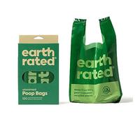 Earth Rated Sacs à crottes pour chiens avec poignées, s’ouvrent extra larges, faciles à nouer et étanches, sans parfum, 120 sacs avec poignées