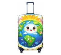 Earth Smile Housse de protection élastique pour valise de voyage Motif imprimé anti-rayures, Noir , S
