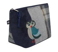 Earth Squared Appliqué Trousse Cosmétique Trousse de Maquillage Trousse de Toilette Commerce équitable Fait Main Eco-Friendly Highland Vache Abeille Chat Hibou - 22 x 13,5 x 8 cm, chouette