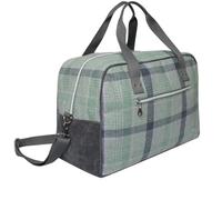 Earth Squared Sac de week-end en tweed issu du commerce équitable - Grand sac fourre-tout de voyage tartan avec sangle réglable - Sac de bagage entièrement doublé, Vert, Large