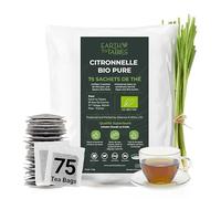 Earth to Tables 75 Sachets Tisane Bio The Citronnelle, Infusion Citronnelle Séchée en sachet, Lemongrass Tea, Goût rafraîchissant et doux, Sans Caféine