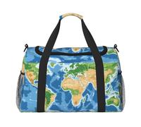 Earth View Sac de voyage compact résistant à l'eau Motif carte du monde Pour le sport, la gym et le week-end pour homme et femme