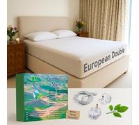 Earthing Grounding Drap-housse européen pour lit double 140 x 200 cm Crème 95% coton 5% fil conducteur argenté doux pour la guérison et un meilleur sommeil Câble 5 m