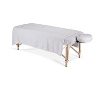 Earthlite Parure de lit Ensemble de draps pour Table de Massage en Flanelle - Qualité Commerciale, Doux, Double Couche (Haut, ajusté, Housse de Coussin pour Le Visage) Unisexe, Blanc