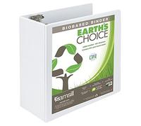 Earth's Choice Biodegradable Angle-D Ring View Binder, 5 Capacity, White, Sold as 1 Each