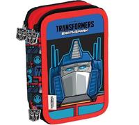 Earthspark Trousse scolaire Transformers 3 étages avec papeterie pour enfants + porte-clés sifflet et stylo coloré