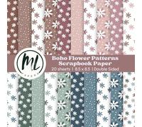 Earthy Scrapbook Paper Pad: Boho Flowers Scrapbook Paper, Bohemian Floral Decorative Craft Paper for Card Making, Scrapbooking, Junk Journaling, ... for Mixed Media, Double-Sided, 8.5 x 8.5 inch