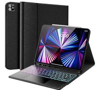 Earto Clavier iPad Air 13 Pouces (M3 2025/M2 2024), Smart Touchpad pour Coque Clavier iPad Pro 12.9 6e/5e/4e/3e Génération, Rétroéclairage DIY 7 Couleurs, Détachable sans Fil pour Clavier AZERTY, Noir