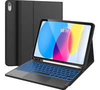 Earto Coque Clavier pour iPad 11(A14 A16),10Ème génération 10.9" | Coque + Clavier avec Touchpad 2-en-1, rétroéclairage 7 Couleurs, support Apple Pencil, Noir. Pour nomades et professionnels.