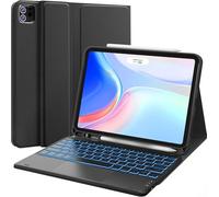 Earto Coque-Clavier pour iPad Air 11 Pouces (M4 2026 / M3 2025 / M2 2024), iPad Pro 11" (1re à 4e Gén), iPad Air 10.9" 5e/4e Gén, Smart Trackpad, Éclairage 7 Couleurs, Clavier Français Amovible, Noir