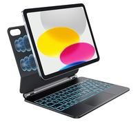 Earto Magic-Style Clavier pour iPad 11 Génération A16 2025/10 Génération 2022, Cuir Anti-taches, Rétroéclairage à 7 Couleurs, Design Magnétique Flottant pour iPad 10/11 Gen, Noir