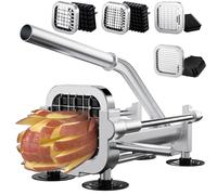 Eascandy Coupe-frites avec trancheuse de pomme, coupe pommes de terre en acier inoxydable très résistant pour frites, patates douces, carottes, concombres, citrons, poires 1/2", 3/8" et 1/4" + 8