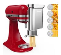 Eascandy Presse à pâtes gourmet en métal pour batteur KitchenAid - Accessoire durable en métal avec 5 plaques interchangeables pour pâtes fraîches maison