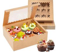 eascity Lot de 12 boîtes à cupcakes pouvant contenir 12 cupcakes standard, avec fenêtre et inserts, support à cupcakes de qualité supérieure, idéal pour les fêtes d'anniversaire, les fêtes et plus