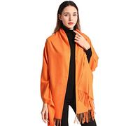 Ease Leap Cachemire Hiver Chaud Écharpe Pour Femmes Pashmina Châle Wrap Hommes Grandes Écharpes Douces pour Autum et Hiver 200cm x 70cm,Orange,78.7 x 27.6 Pouce