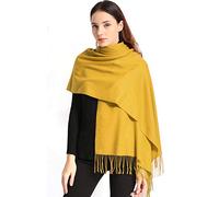 EASE LEAP Cachemire Hiver Chaud Écharpe Pour Femmes Pashmina Châle Wrap Hommes Grandes Écharpes Douces pour Autum et Hiver 200cm x 70cm,Jaune,78.7 x 27.6 Pouce