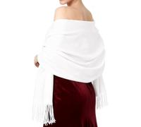 EASE LEAP Pashmina Châle pour Femme Hiver Chaud Douce Grande Écharpe Foulard Etole Mariage Echarpes (Blanc)