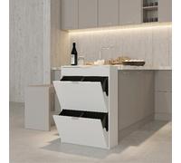ease Poubelle de Recyclage à 4 Compartiments Armoire de Tri Sélectif à 4 Bacs Amovibles de 10 Litres Design Élégant Peu Encombrant 60 x 24 x 90 CM (Blanc 2)
