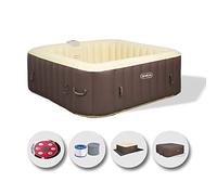 EASE.ZONE Spa hydromassage Gonflable Chauffant 4-6 Personnes 185 x 65 cm Pompe Super silencieuse intégrée, Marron
