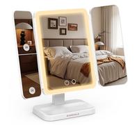 EASEHOLD Miroir de maquillage avec lumières 38 LED miroir grossissant 1 x 2 x 5 x 10 x miroir pliable avec écran tactile rotation de 180 degrés double alimentation gradateur miroir cosmétique éclairé