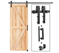 EaseLife Kit de quincaillerie pour porte coulissante de grange et poignée de 1,5 m, poulie en J basique, glisse facilement et silencieusement, facile à installer (kit de rails de 1,5 m pour porte