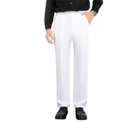 EaseMotions Pantalon de golf super extensible en soie glacée confortable pour homme Pantalon décontracté Taille élastique avec poches, blanc, 5XL